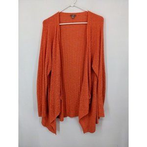 J Jill Open Cardigan Sweater Size XL Orange Linen Blend Lightweight